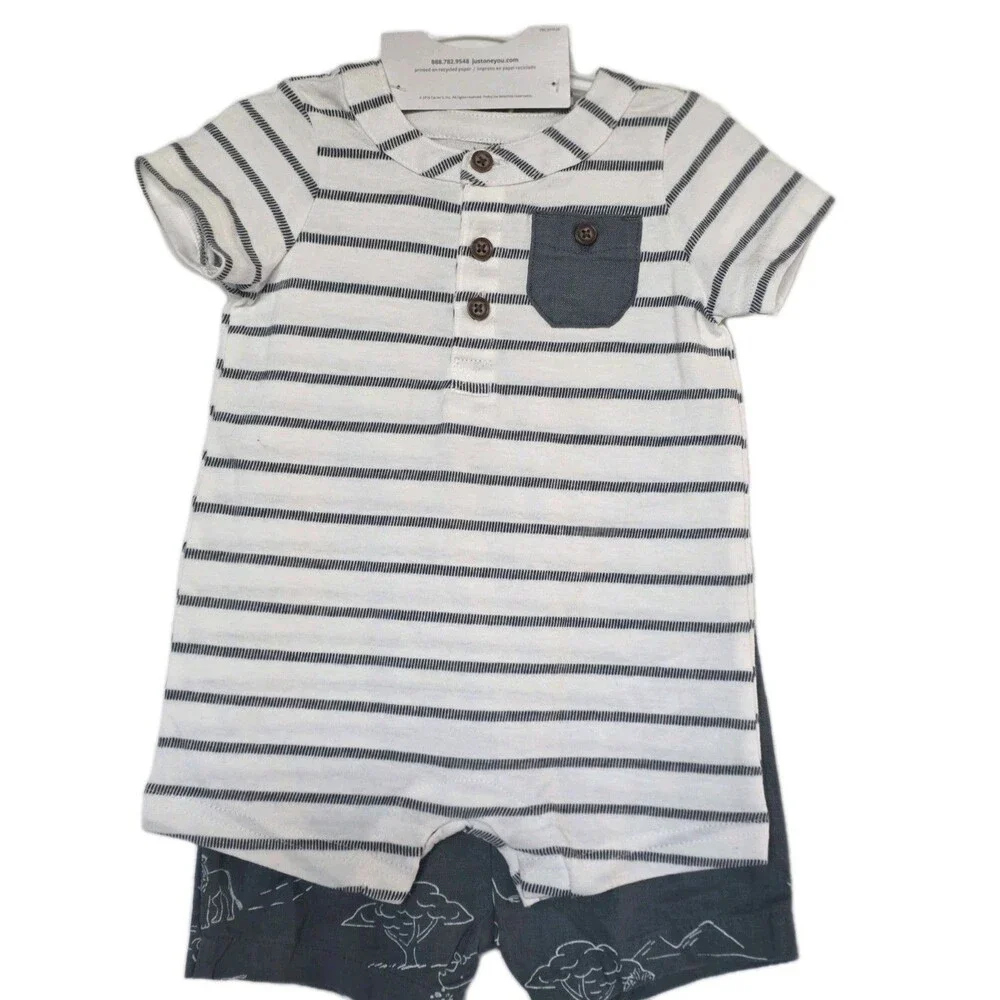 NWT Carter’s Just One You Baby Boy 2Pc Safari Romper Set 3M Jungle Animals